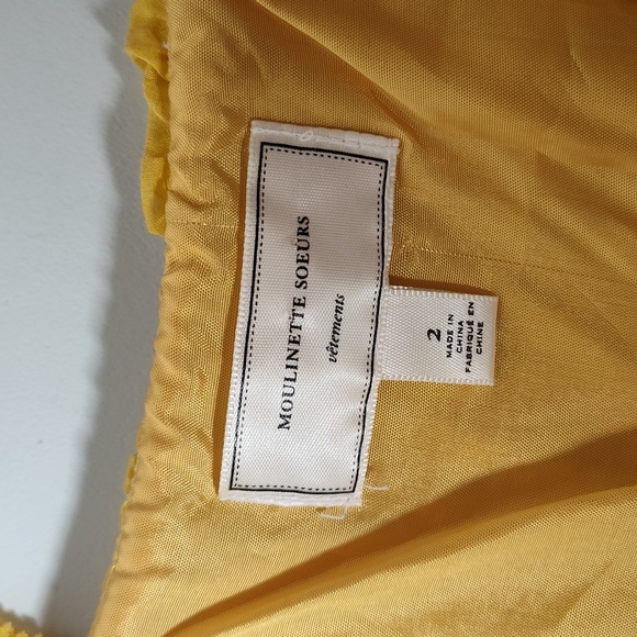 Anthropologie Moulinette Soeurs yellow silk ruffle dress 2 - Picture 6 of 11